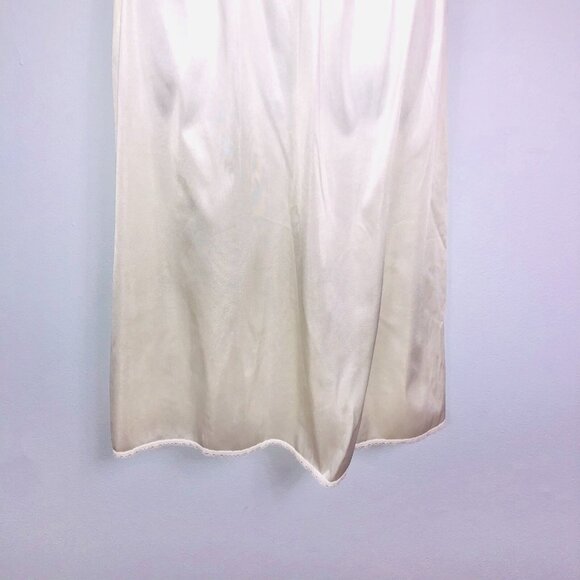 Vintage 80s Womens S Ivory Half Slip Lace Trim Elastic Back Slit - Picture 4 of 7